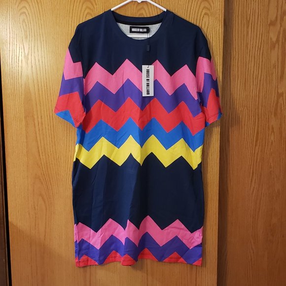 NWT House of Holland Zig Zag Tee Dress Sz 8 ASOS - Picture 4 of 8